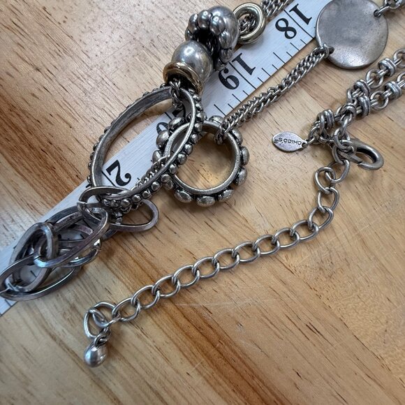 Chicos Mixed Metal Silver & Gold-Tone Long Layered Chain Necklace With Textured - Picture 11 of 11